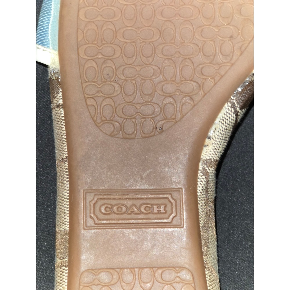 Coach Paula Slides Sandals Canvas Signature Logo Stripe Multicolor 7.5M - Picture 7 of 8